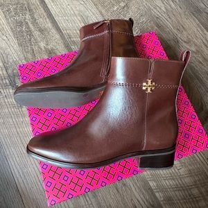 Tory Burch Everly sierra brown leather boots shoes new in box NIB size 9